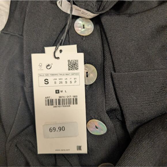 NWT Zara Black Knit Button Jumpsuit Size Small - Picture 2 of 2